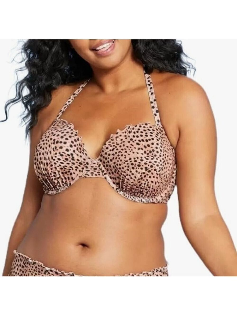 Shade & Shore Women's Lightly Lined Ruffle Bikini Top Size 34B - New With Tags